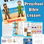 Free printable Bible lesson for preschoolers. Luke 5. Jesus calls Peter and The great catch. Includes free printable worksheets, coloring pages, craft, Bible games and activities for Sunday School or Home