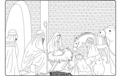 Wise men give their gifts to Jesus - Free coloring page - Trueway Kids