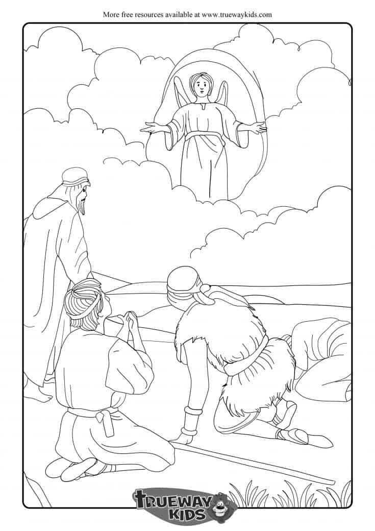 Angels appear to the sheperds - Free colouring page - Trueway Kids