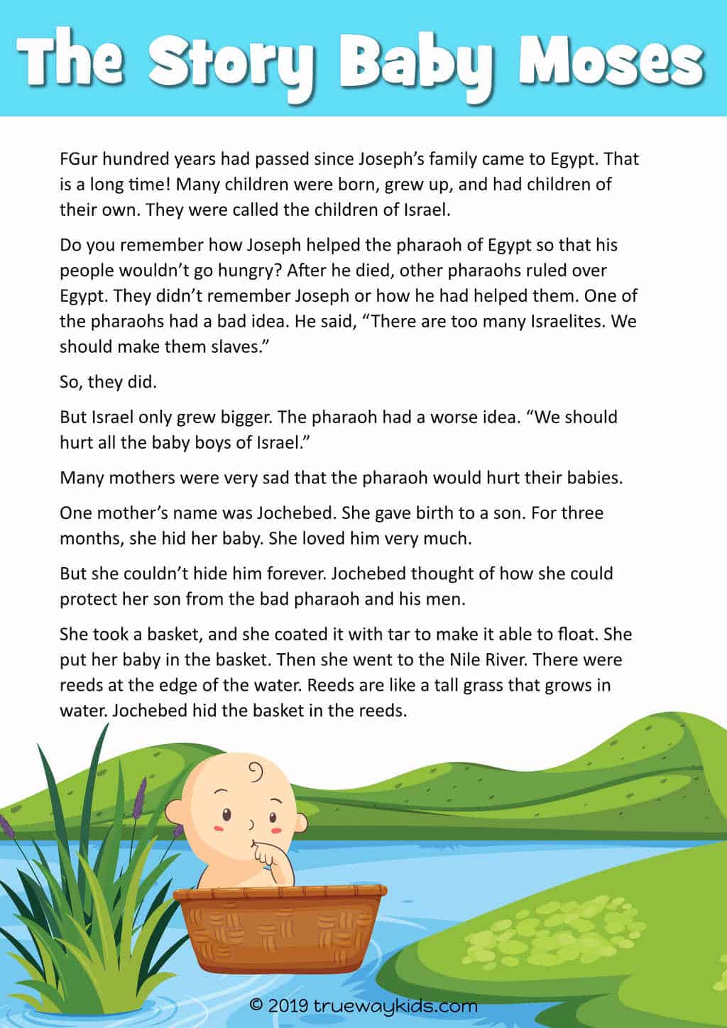 baby moses bible lesson for under 5s trueway kids