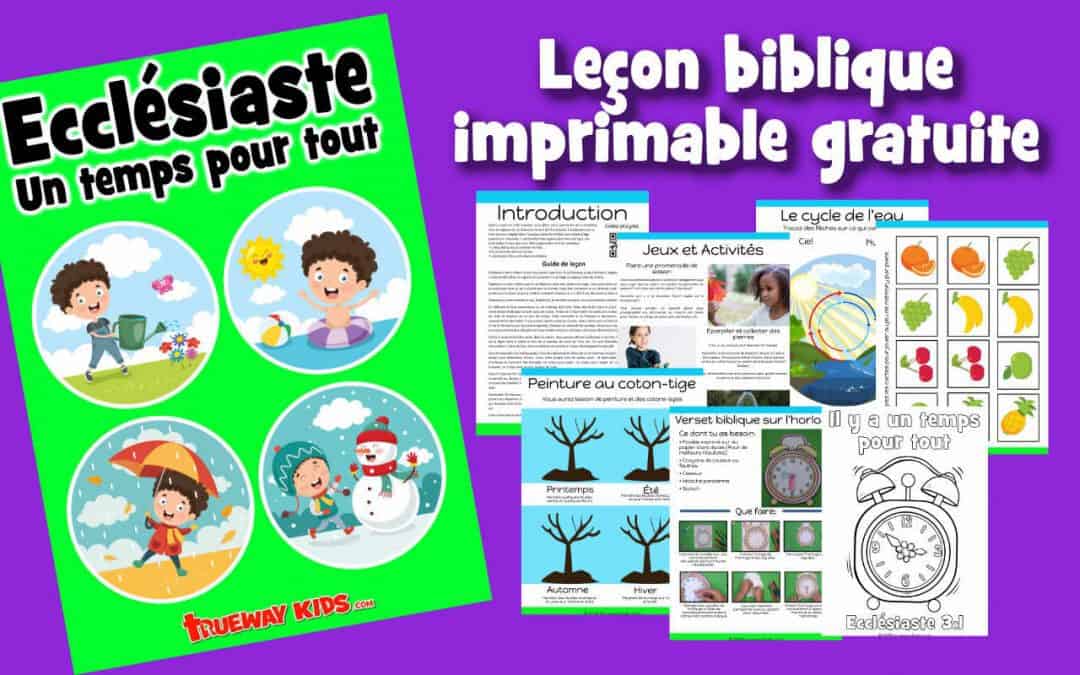 Ecclésiaste - Leçon biblique imprimable gratuite à utiliser à la maison ou à l'église