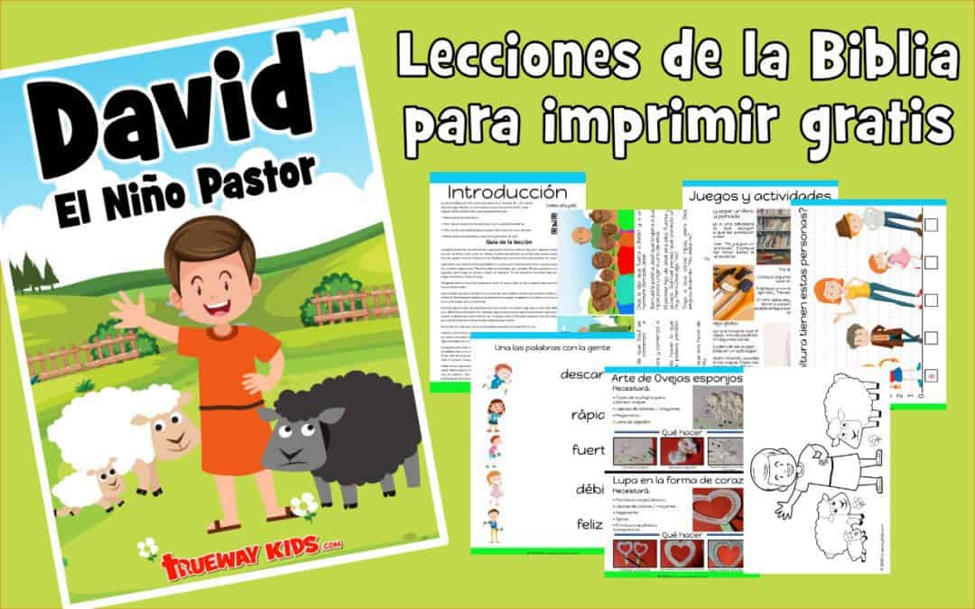 David - El Niño pastor Biblia para imprimir gratis, para usar en casa o en la iglesia. Cada clase incluye: resumen de la lección, historia, juegos y actividades, hojas de trabajo, páginas para colorear, manualidades y más.