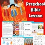 Help your child explore the life of Shadrach, Meshach, and Abednego. Learn from the Fiery furnace about God's protect. Preschool Bible lesson based on Daniel 3. Free printable included worksheets, games, coloring pages, crafts and more.