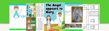 The Angel appears to Mary - Free printable Bible lesson for kids. Includes Christmas worksheets, Angel crafts, Bible coloring pages and more.