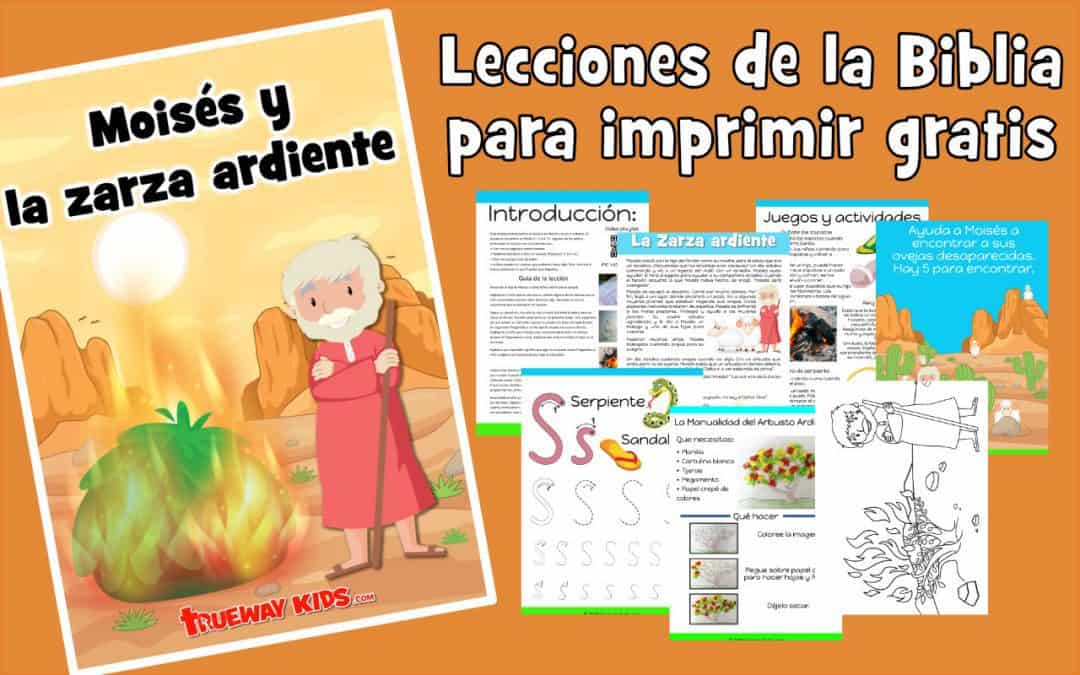 Moisés y la zarza ardiente - Lecciones de la Biblia para imprimir gratis, para usar en casa o en la iglesia. Cada clase incluye: resumen de la lección, historia, juegos y actividades, hojas de trabajo, páginas para colorear, manualidades y más.