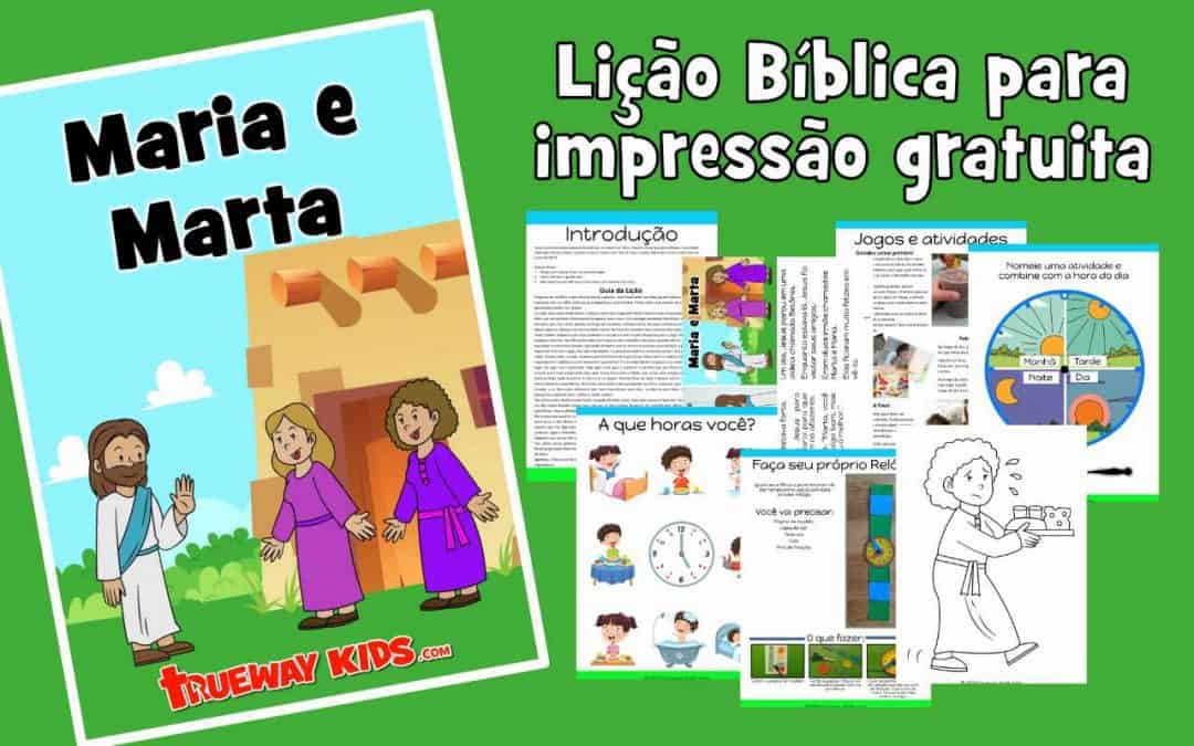 Maria e Marta - lição bíblica gratuita para crianças. Jesus conheceu muitas pessoas durante seu ministério na Terra. Duas mulheres que ele conheceu eram irmãs chamadas Maria e Marta. Quando Jesus as visitou, elas tiveram duas reações diferentes. Lemos sobre elas em Lucas 10:38-42.