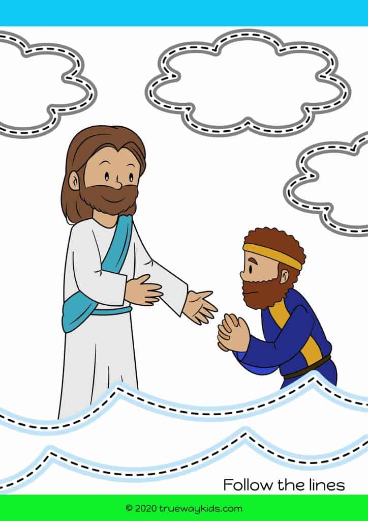 coloring pages peter walks on water