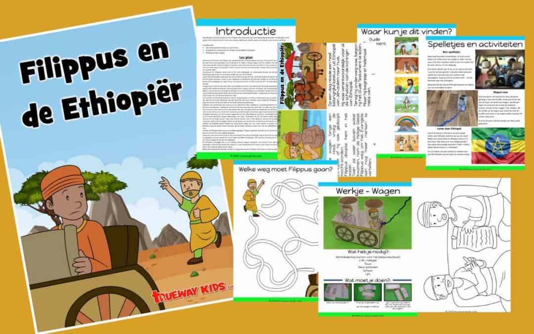 Philip en de Ethiopiër. les voor kinderen. Gratis afdrukbaar inclusief verhaal, spelletjes, werkbladen, kleurpagina's, knutselen, liedjes en meer. ideaal voor thuis of in de kerk. Handelingen 8: 26-40 vertelt ons hoe God Filippus naar een hooggeplaatste Ethiopische functionaris leidde om hem te helpen het evangelie te begrijpen. Het herinnert ons eraan dat we altijd bereid moeten zijn om Jezus met anderen te delen.