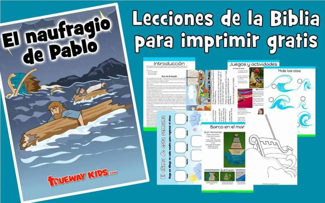 El naufragio de Paul. Hechos 27 lección bíblica para niños. Imprimible GRATIS. Hojas de trabajo, historias, páginas para colorear, manualidades, juegos y más. Para casa o iglesia. Pablo se dirigía a Roma para ser juzgado cuando el barco en el que navegaba se hundió. Dios fue misericordioso y salvó la vida de los que estaban a bordo. Podemos leer la historia en Hechos 27.