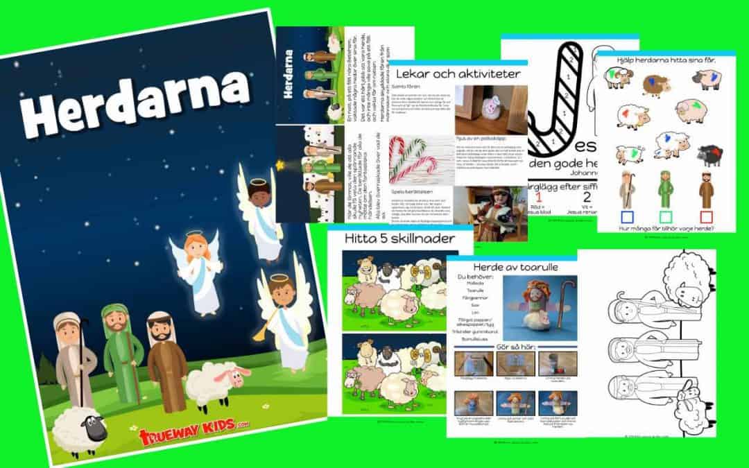 Denna vecka är den fjärde i vår julserie. Vi kommer kolla närmre på herdarna som var de första att besöka Jesusbarnet. Några viktiga punkter denna vecka är: • Herdarna var inga viktiga personer i samhället men de var viktiga för Gud. • De berättade för alla om Jesus. Vi borde också berätta för alla. • De tog med vad de hade till Jesus. • Jesus är en fantastisk herde.