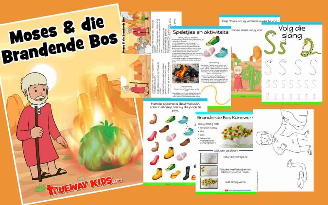Moses & die Brandende Bos - GRATIS afdrukbare Bybelles vir kinders