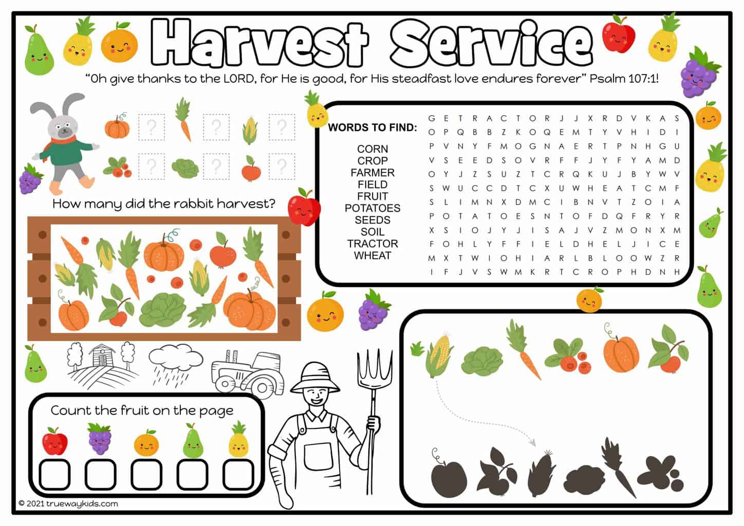 FREE printable harvest handout - Trueway Kids