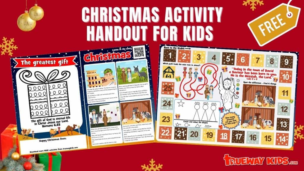 Christmas time is approaching! Find your perfect Christmas activity booklet for kids. Whether you're a Sunday school teacher, a preacher or a Sunday school volunteer, our free printable pages are perfect for any type of outreach over Christmas. Our activity handouts have a Christmas story and activities for kids to keep them busy during service. Download the free pages now