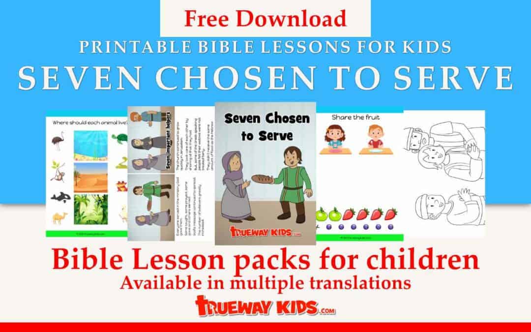 God has given each of us special gifts and abilities to serve Him. Everyone has an important role in the church. When the apostles became overwhelmed, they chose seven men to help them take care of people. The story of choosing these men is found in Acts 6. Seven chosen to serve. Acts 6 preschool Bible lesson. Free printable