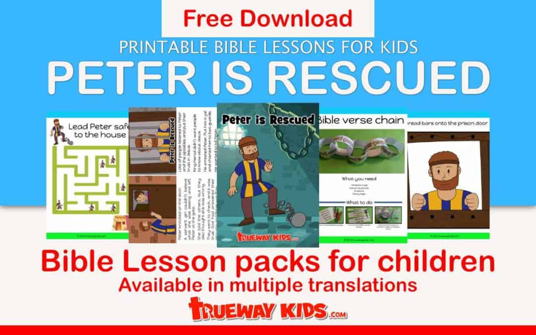 In Acts 12:1-18, while Peter was in jail, believers prayed for his impossible situation, and God sent an angel to rescue Peter from the prison. Free printable includes story, games, worksheets, coloring pages, craft, songs and more. ideal for home or church.