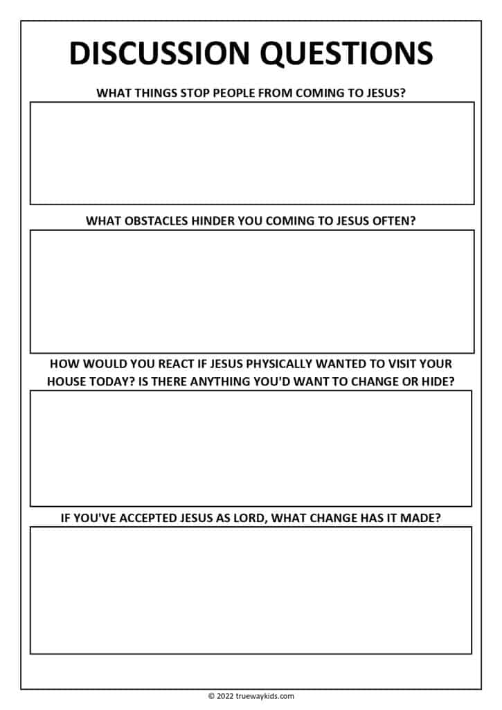 Zacchaeus Bible study questions for teens