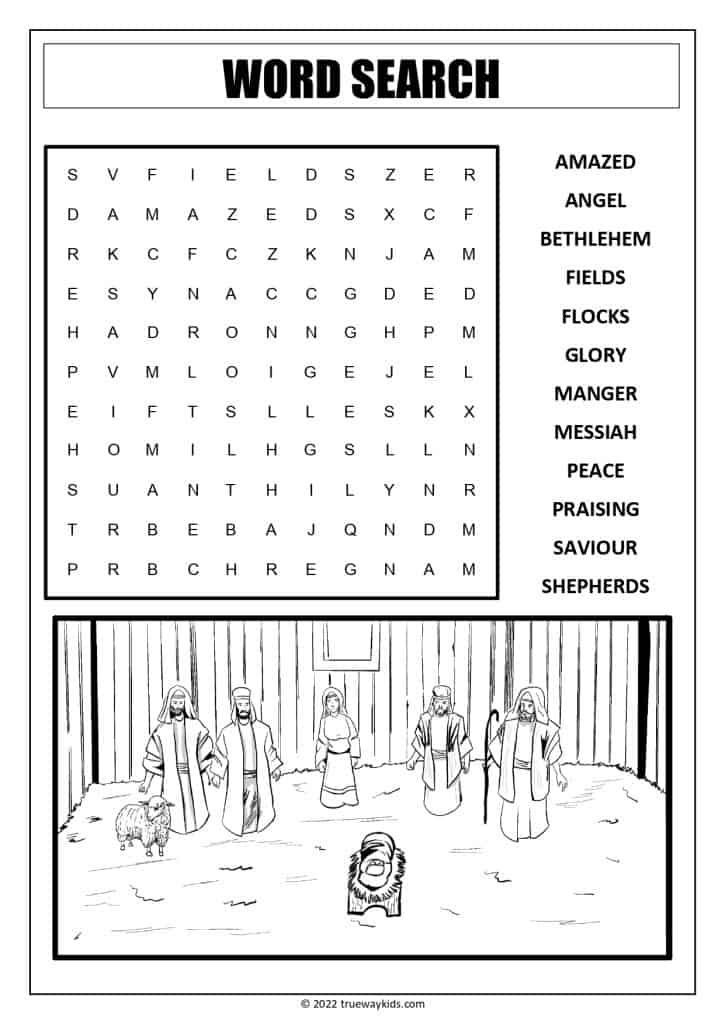 The Shepherds word search worksheet for teens