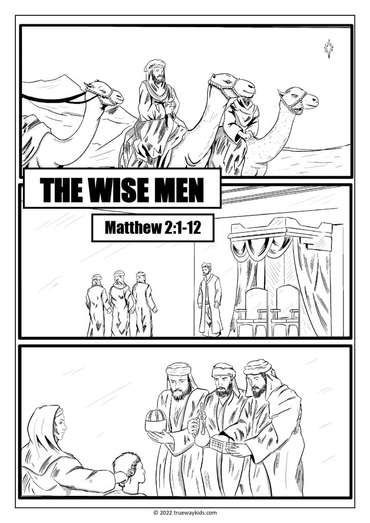 The wise men coloring page for teens