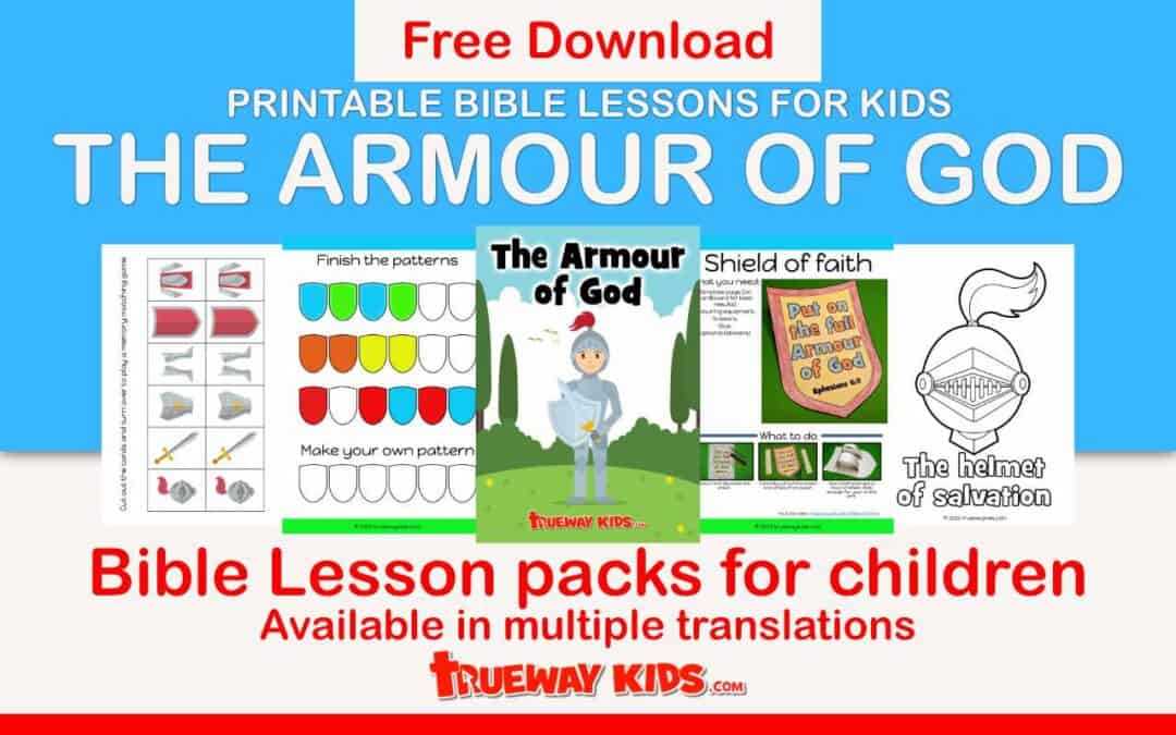 The Armor of God. Free printable Bible lesson for kids. Includes worksheets, story, craft, coloring pages and more. Ideal for preschool children at home or church.
