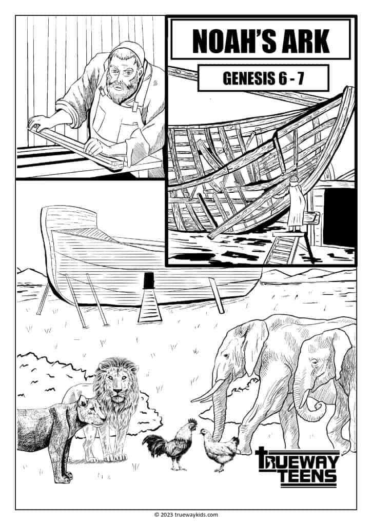 Noah's Ark coloring page for teens - free printable