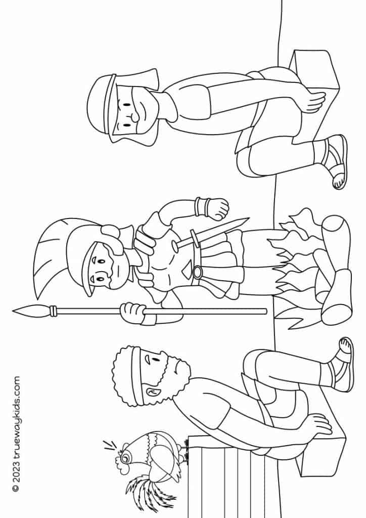 Peter denies Jesus - Coloring page for kids