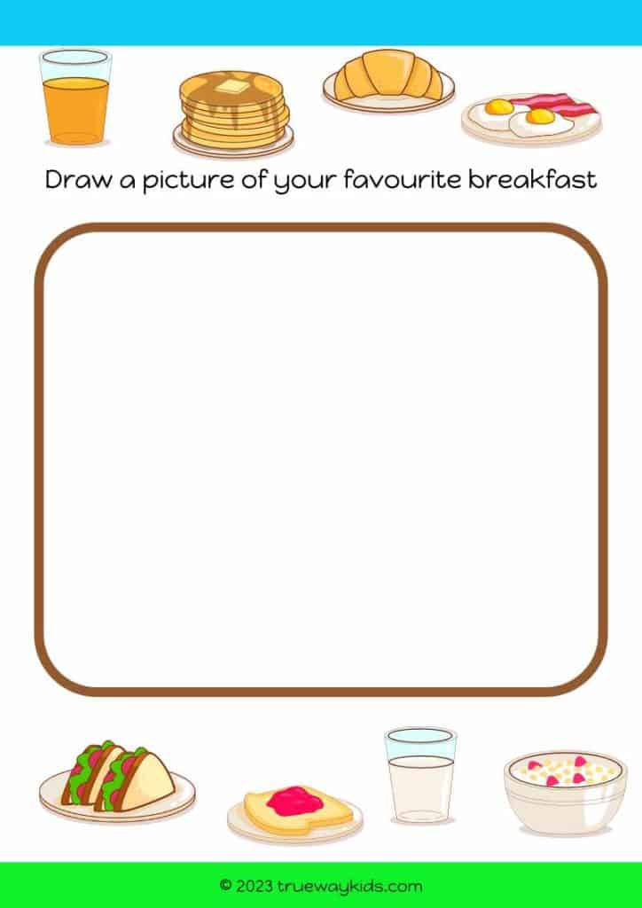Draw your favorite breakfast - worksheet for kids