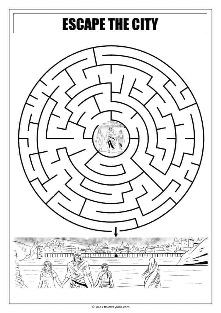 Sodom and Gomorrah maze worksheet for youth