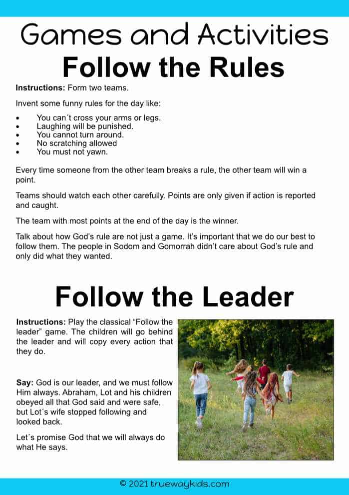 Sodom and Gomorrah game and activities for kids
