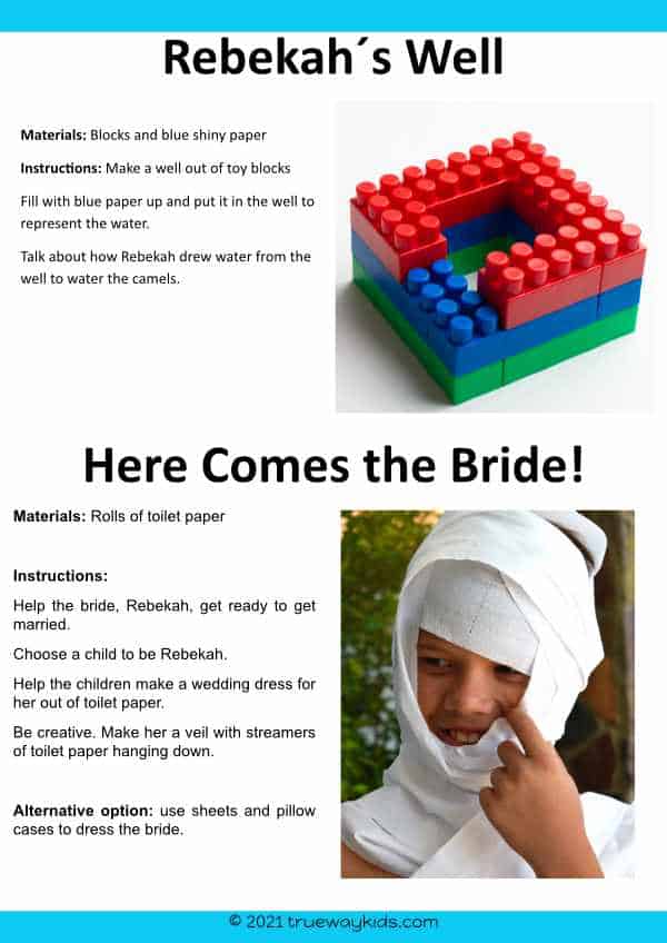 Rebekah Bible lesson games and activities for kids