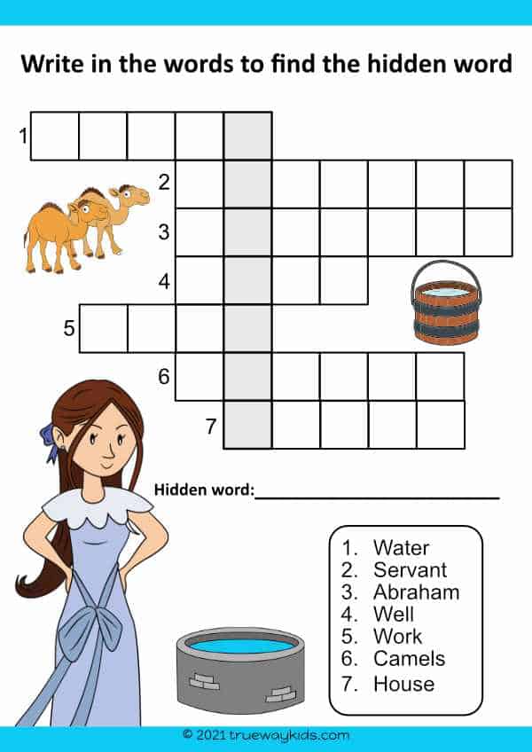 Rebekah Hidden word worksheet for kids