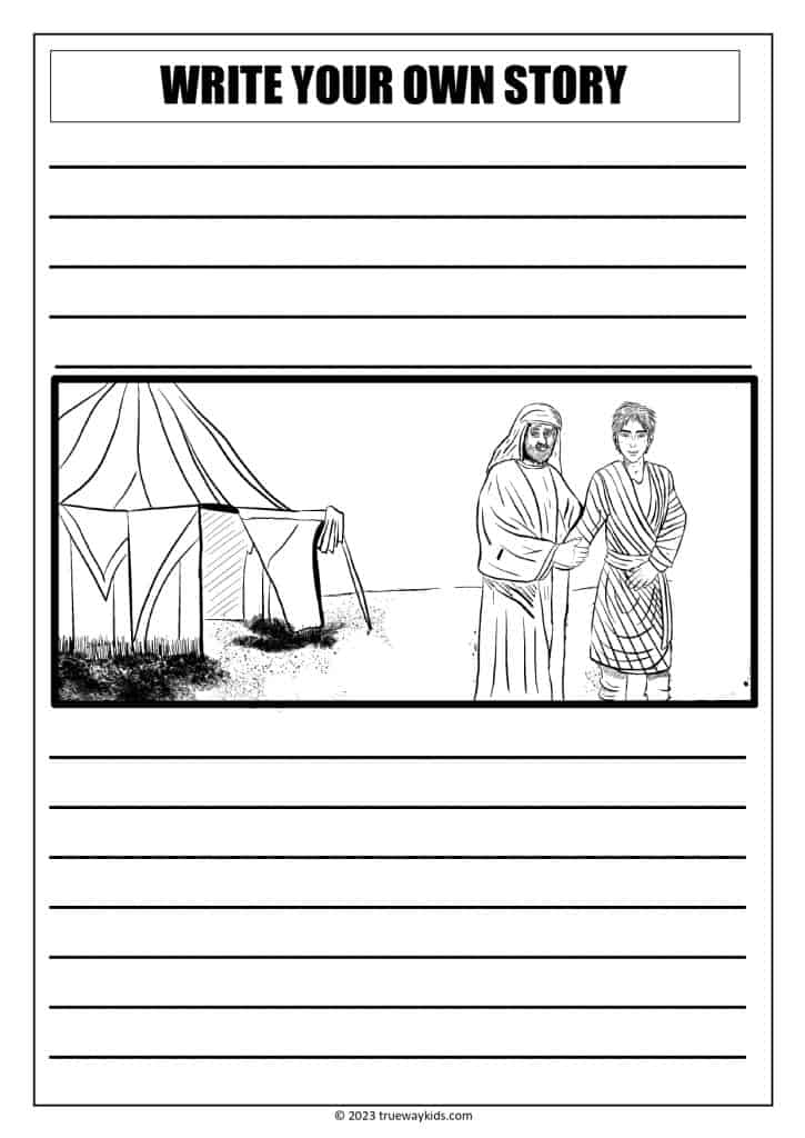 Write the life of Joseph in your own words using the image prompts. worksheet for youth