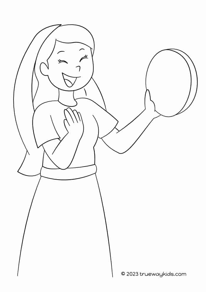 Check out this awesome coloring page of Miriam leading worship after crossing the Red Sea! It's the perfect way to teach kids about this amazing Bible story. 