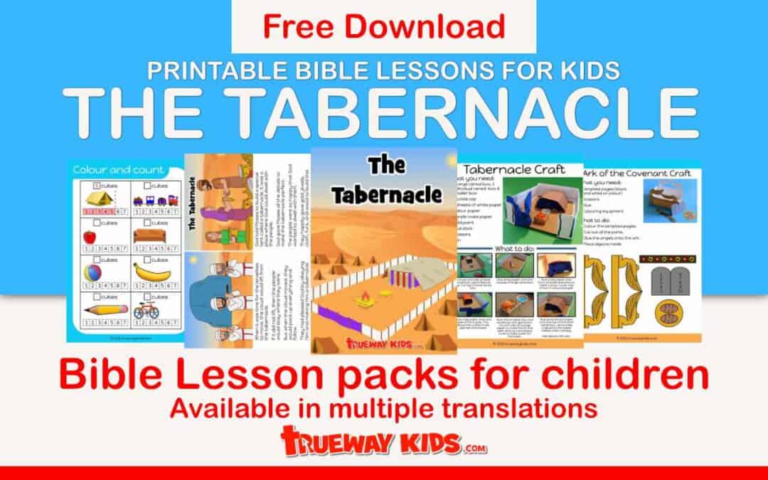 Check out this free Bible lesson for kids about the Tabernacle! It includes lesson guides, worksheets, coloring pages, crafts and more. Perfect for home or church settings.