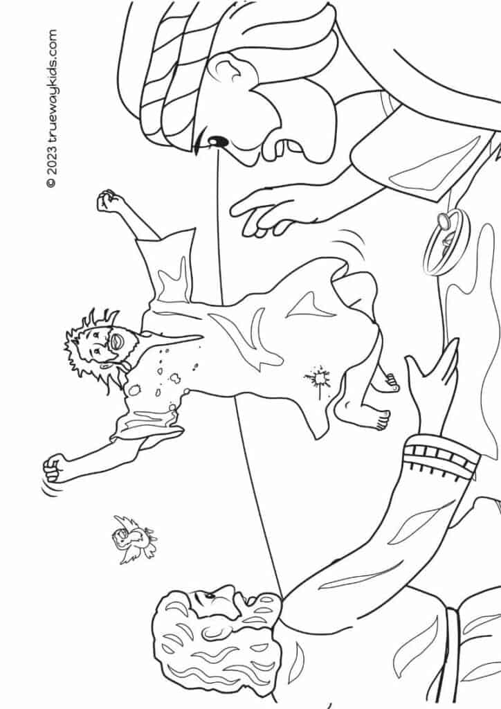 Free Bible Coloring Pages - Paul and Barnabas in Lystra heal a lame man