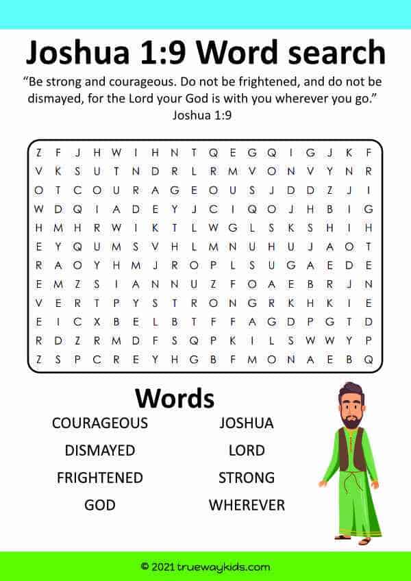 Joshua Bible Word Search for kids