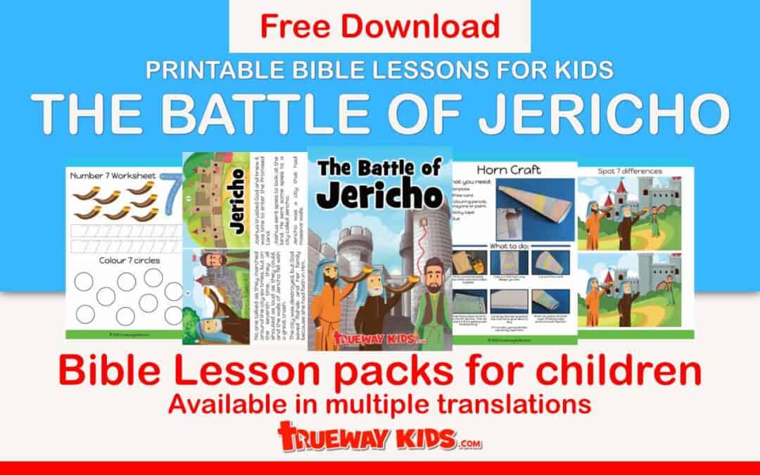 Here is a free printable Bible lesson on the Battle of Jericho. Learn about Rahab and Joshua through Games, Crafts, Activities, songs, lesson, worksheets and more.