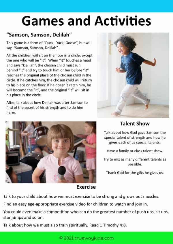 Samson games and activities for kids
