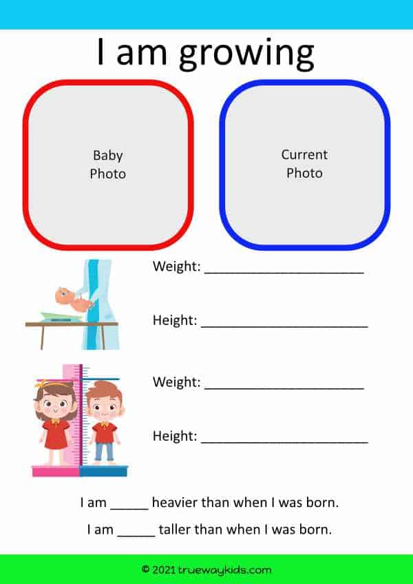 Hannah and Samuel - I am growing worksheet for kids