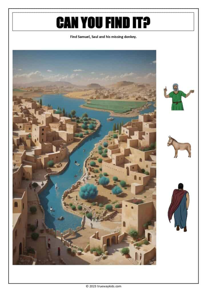 King Saul  can you find the hidden images? worksheet for teens