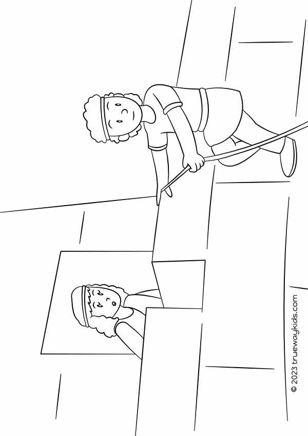 Rahab lowers the spies with a cord - colouring page for kids