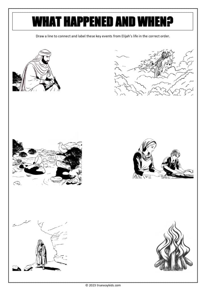 Elijah Life timeline Bible worksheet for youth