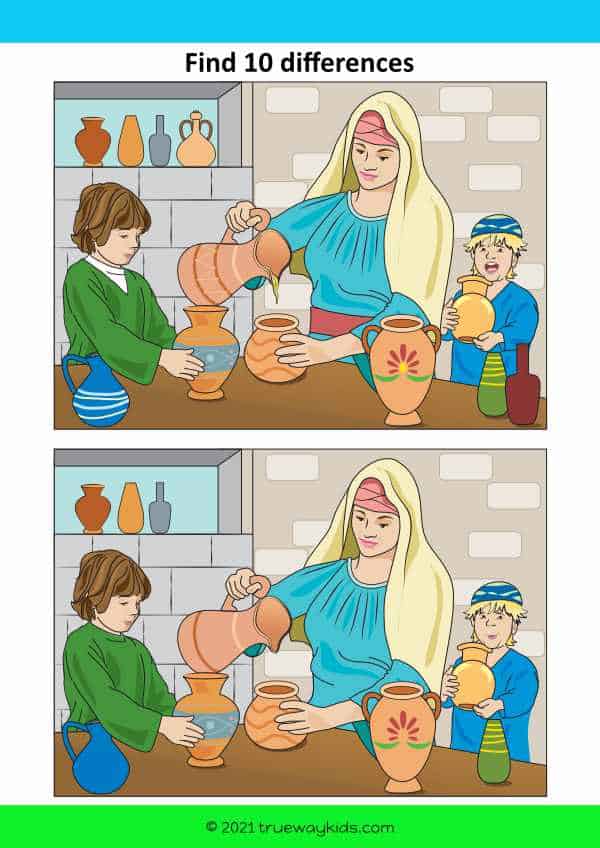 The Widow's oil - spot the difference worksheet for kids