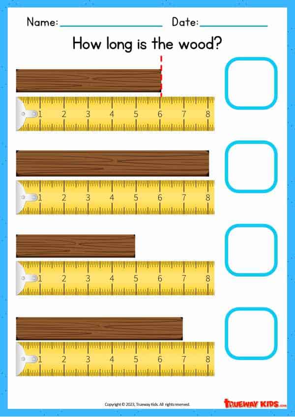 Basic measurement with ruler - number worksheet for kids