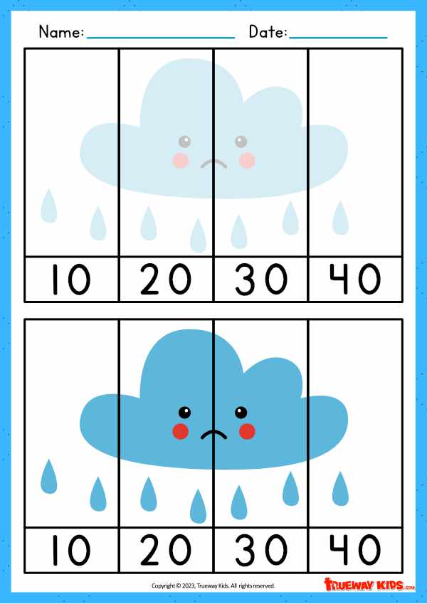 cut and glue number jigsaw. weather theme worksheet for kids for kids