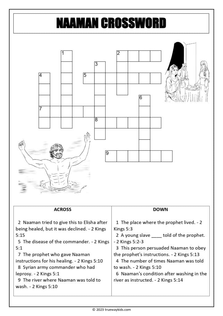 Naaman Crossword puzzle for youth
