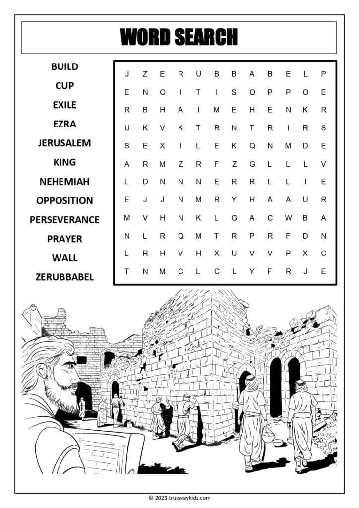 Nehemiah word search puzzle for youth