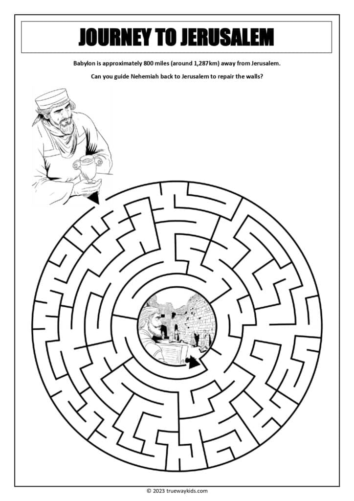 Nehemiah - Maze worksheet for Youth