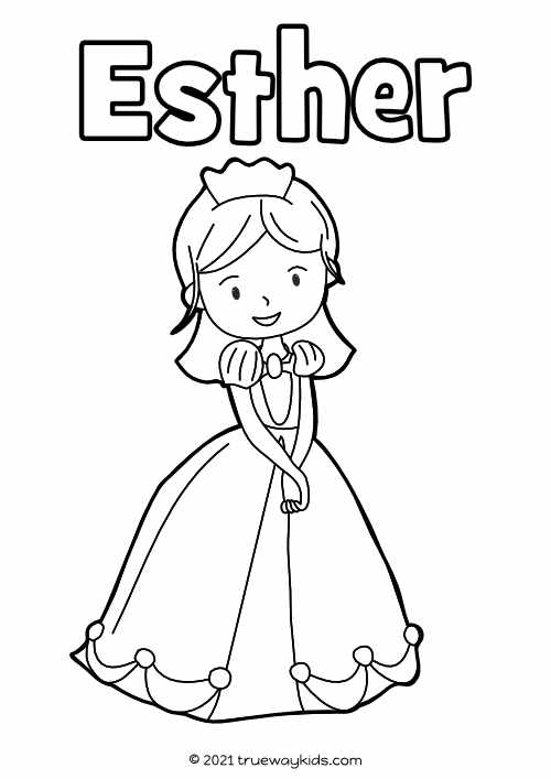 Esther Bible coloring page for kids