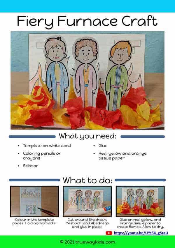 Shadrach, Meshach, and Abednego Fiery furnace craft for kids