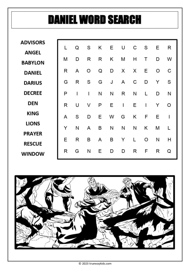 Daniel and the Lion's Den Word search for youth